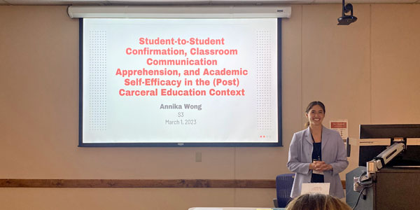 Annika Wong presenting her award winning research at the SDSU Student Symposium