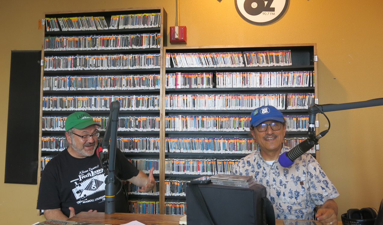Arceneaux at WWOZ, a community radio station in New Orleans, with DJ Charles LaBorde