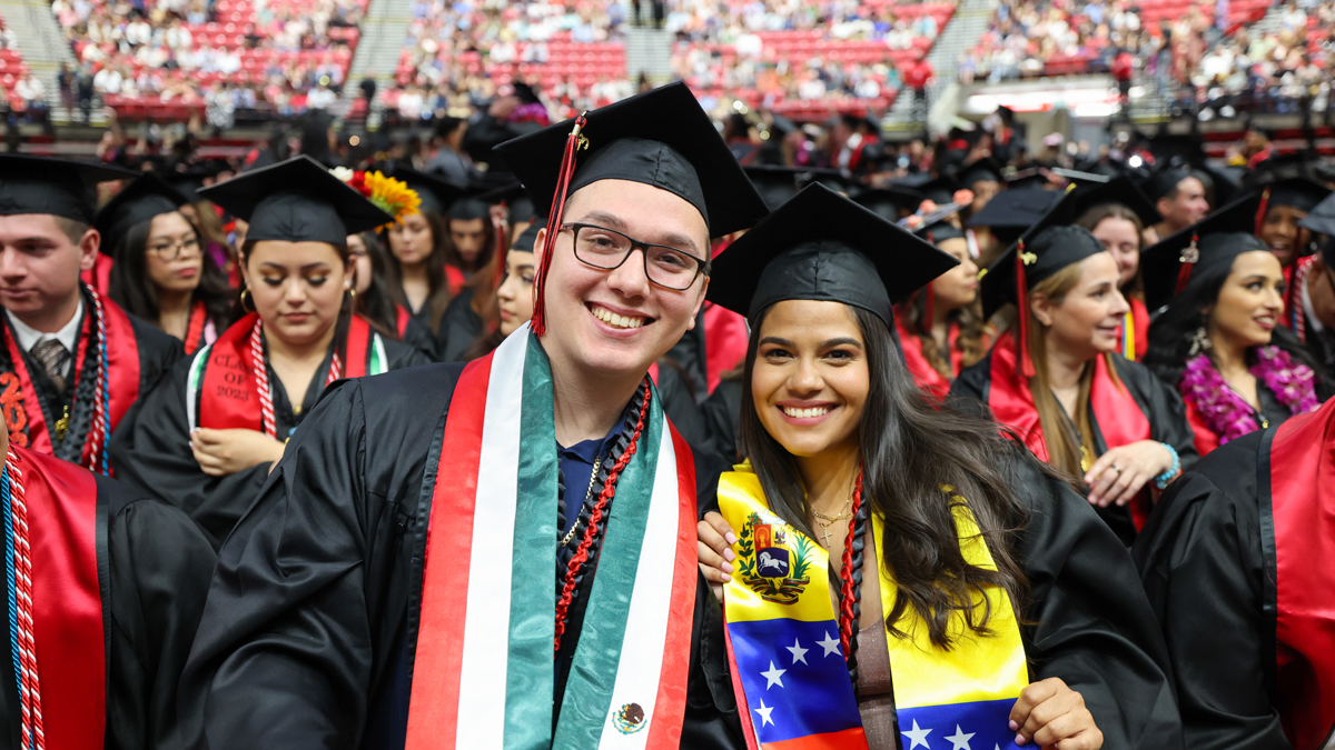 students at commencement