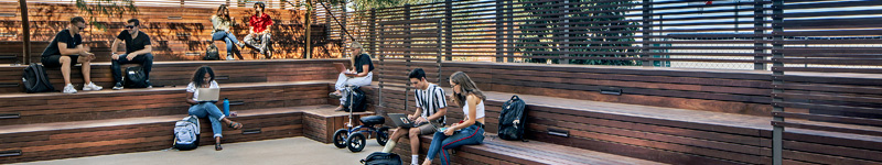 sdsu students studying in courtyard