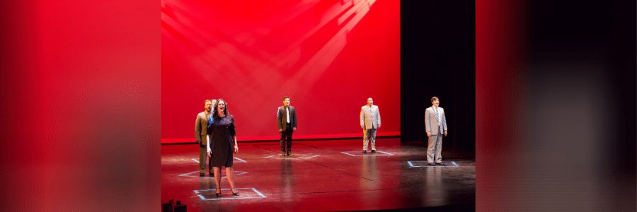 MFA Musical Theatre students filming "Chess: In Concert." (Photo by Robert Meffe)