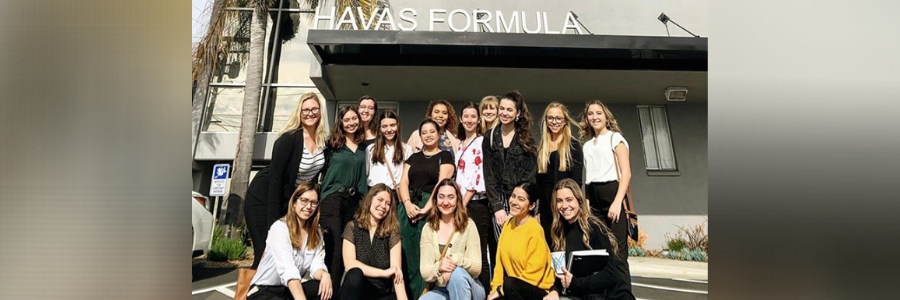 PRSSA students attending a PR agency tour in February 2020.