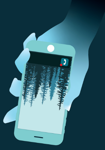 black-and-blue-gradient-holding-a-phone-dotted-with-trees