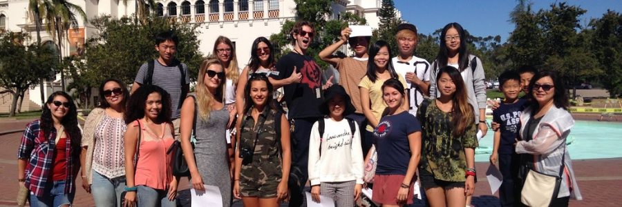 Students at Balboa Park with Mei Zhong