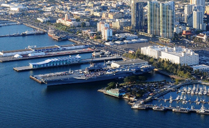 Aerial view of USS Midway