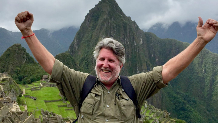 Orwoll celebrates making it to Machu Picchu. 