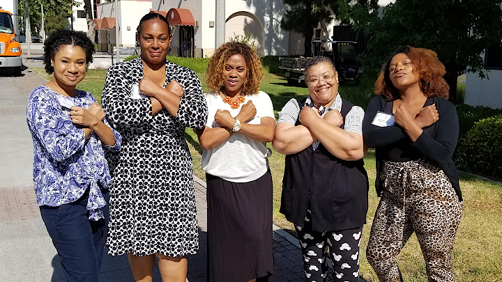 Javanni Kiezer, Deanna Roberts, Sandra Serrant, Loretta Adikhai, Kiersten Walker during orientation week in 2019.