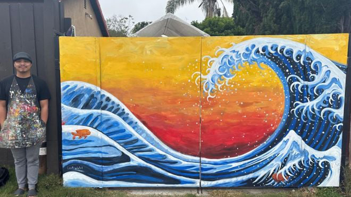 Artist and SDSU alumnus LeoAngelo Lacuna Reyes (‘15) began painting electrical boxes in Mira Mesa over 14 years ago to help bring some light to his community.
