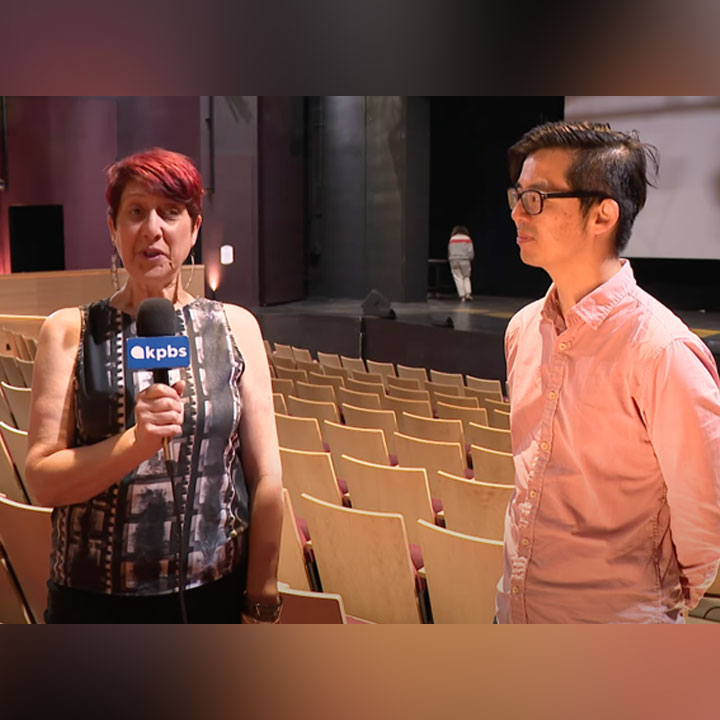 Beth Accomando of KPBS interviews head of SDSU's TFM program (screen shot)