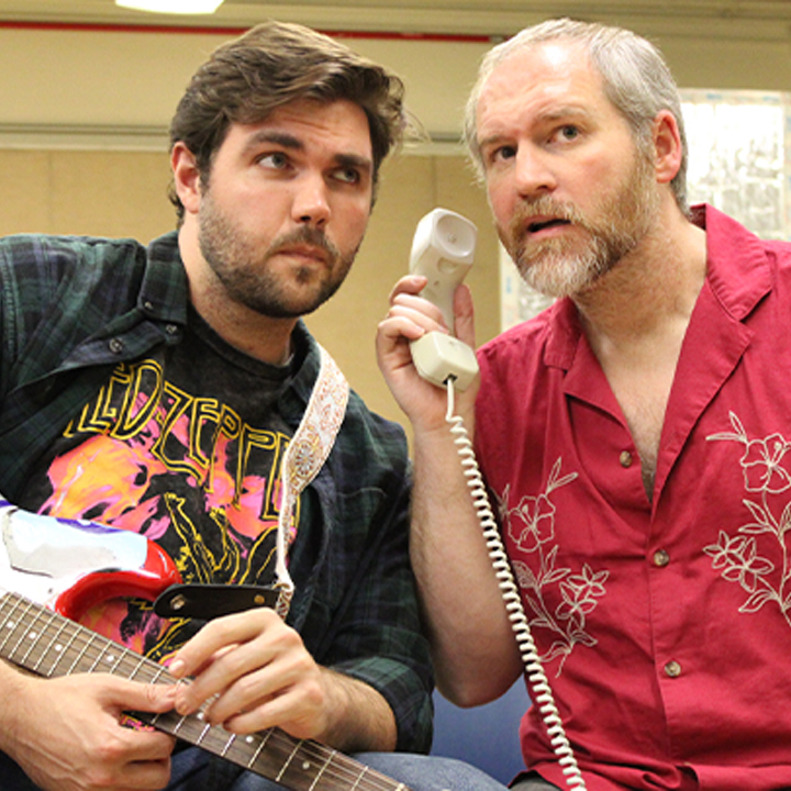 photo of two individuals promoting Broadway musical Rent
