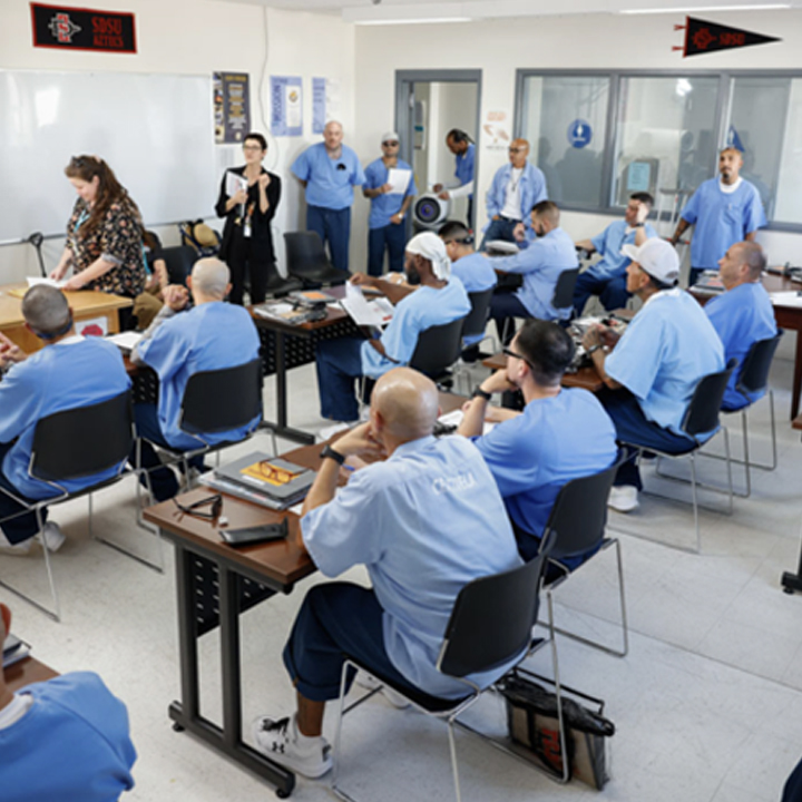 SDSU-VISTA students in the Journalism BA at Centinela State Prison, photo by: Peter Merts.