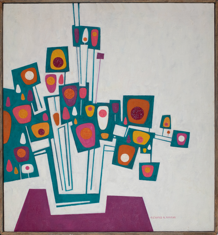 Richard Anthony Marks, Still Life with Flowers #XII, 1966; oil and acrylic on canvas; 27 x 25 inches; courtesy of the artist