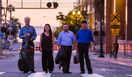 The Hausmann Quartet, from left, cellist Alex Greenbaum, violist Angela Choong and violinists Bram Goldstein and Isaac Allen.(Courtesy of Samantha Zauscher)